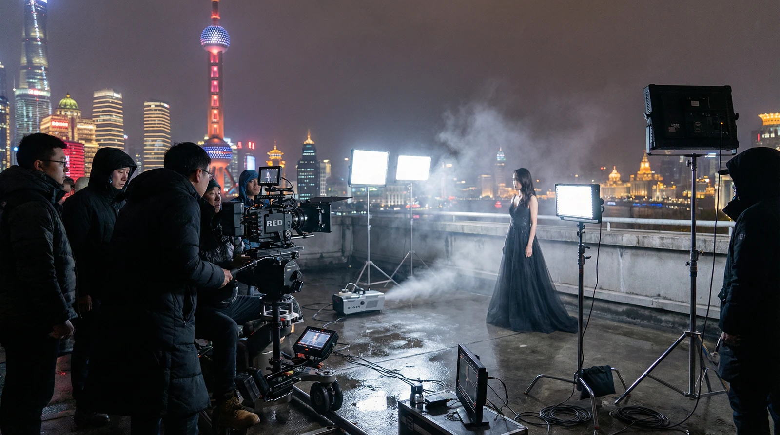 国产精品上海外滩夜景拍摄现场实况